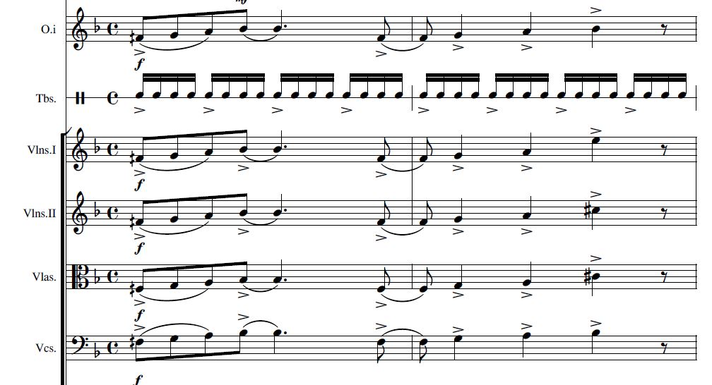 Figure 10. Anater, Rabie Azar, excerpt from bars 20–21 (unpublished score, with kind permission by Rabie Azar, all rights reserved).